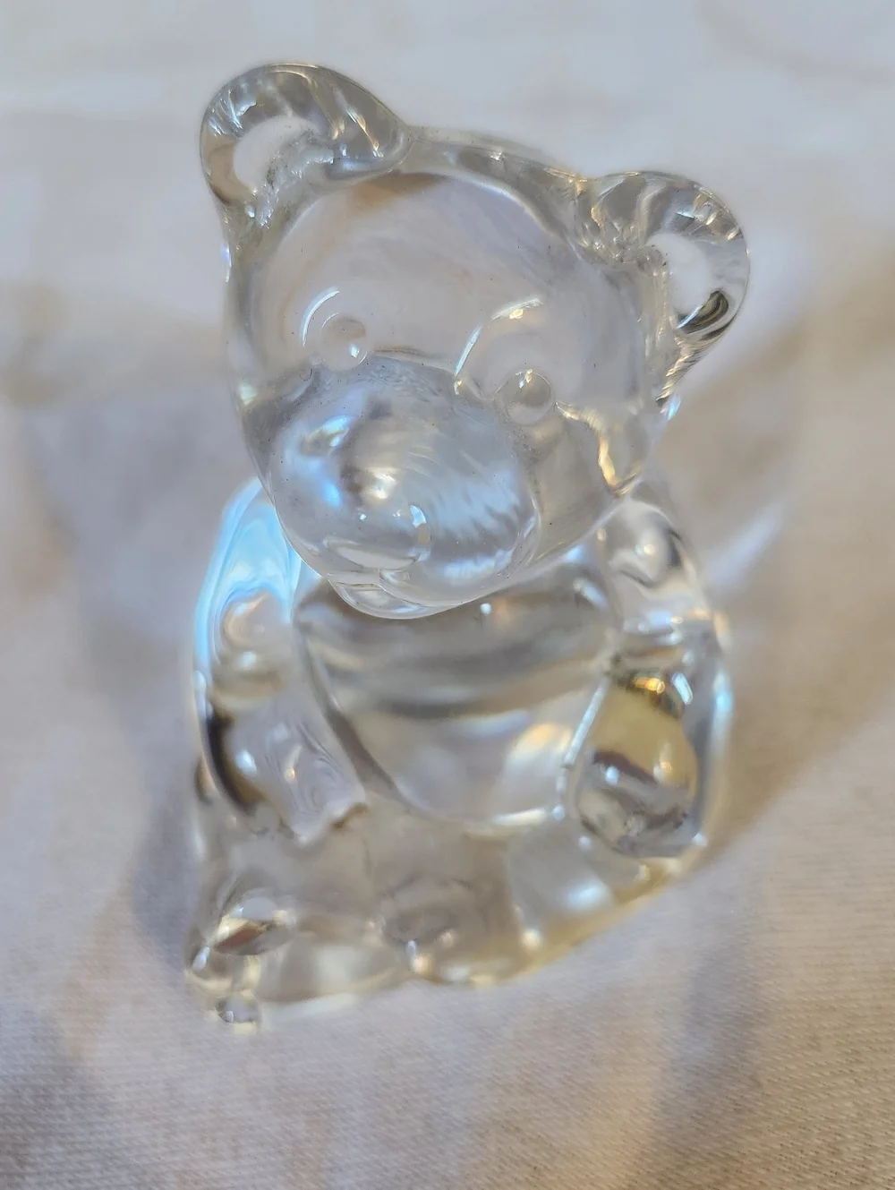Vintage Clear Glass Teddy Bear Figurine Small Decorative Collectible